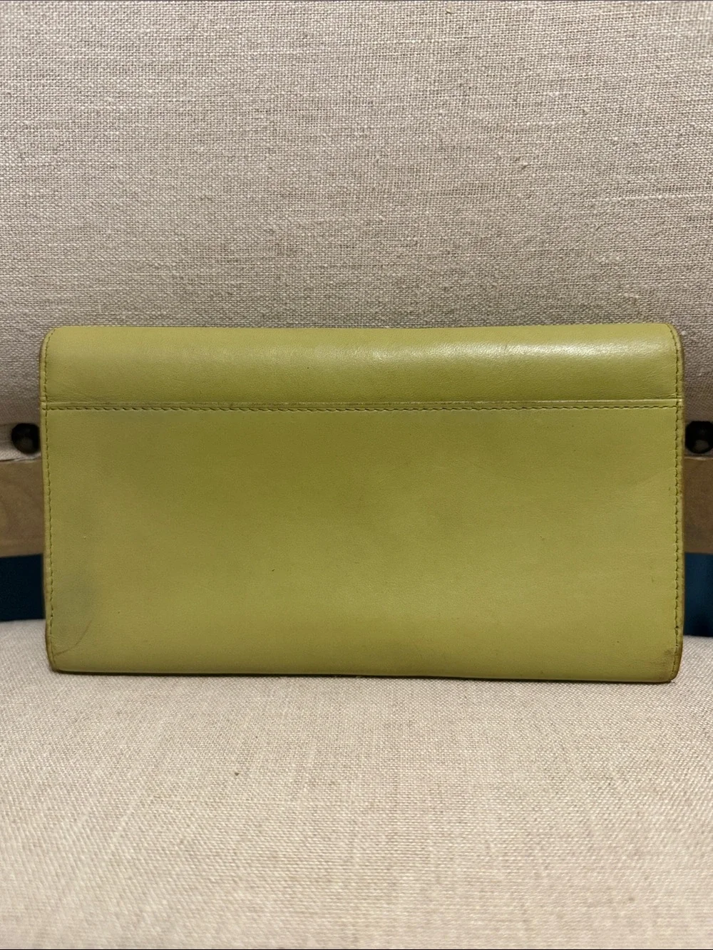 Vintage Lauren by Ralph Lauren Chartreuse Leather Envelope Wallet